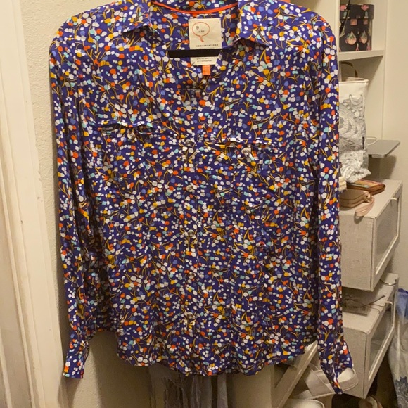 Anthropologie 9 of 52 Conversations limited capsule size 4 small blue - Picture 5 of 8